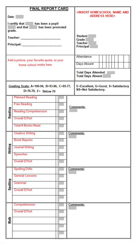 Report card comments are an important communication tool for teachers to provide parents with. Sample Report Card Template - 11+ Download Documents in PDF , Word