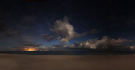 Starry Sky Over Beach Wallpaper And Background Image 2048x1070