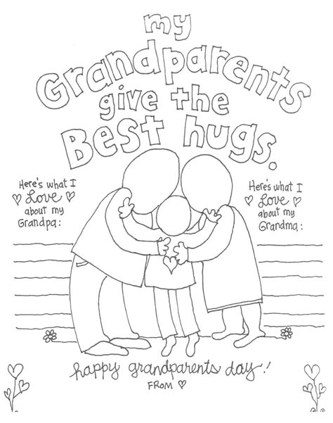 Grandparents Day Coloring Pages Give The Best Hugs Free Printable
