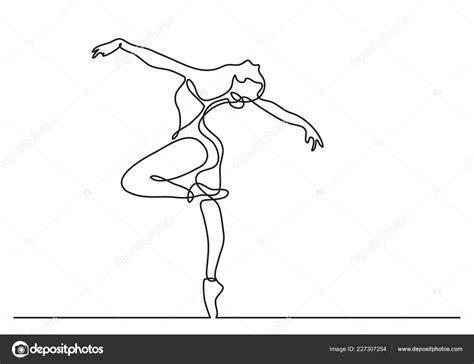 Continuous Line Art Drawing Ballet Dancer Ballerina Vector Illustration