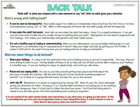 Back Talk Social Skills For Kids Social Emotional
