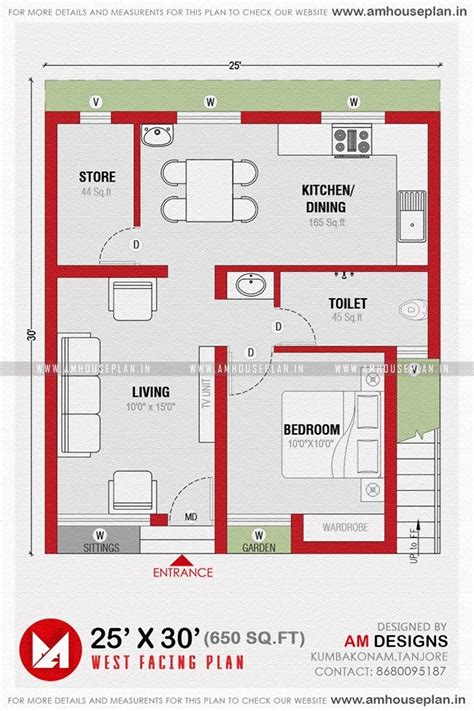 25 X 30 Perfect 1bhk House Plan Under 700 Square Feet
