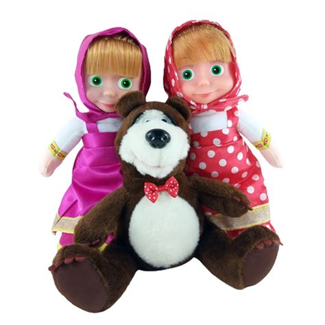 Cute Masha And The Bear 22cm27cm Big Eyes Doll Russian Doll Movement Models Speak And Sing