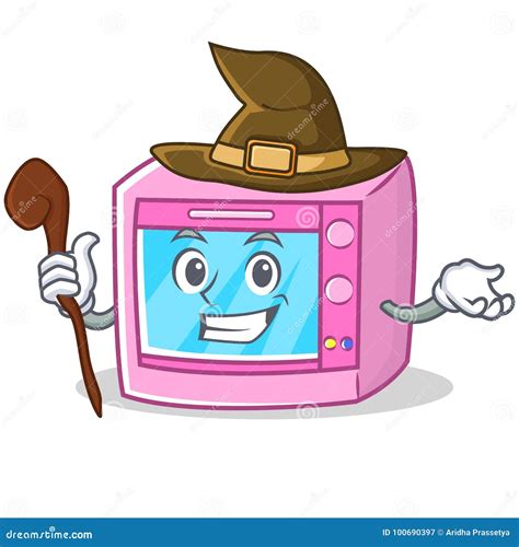 Witch Oven Microwave Character Cartoon Stock Vector Illustration Of