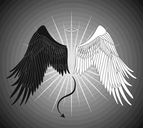 Photo About Angel And Devil Wings On A Gray Background Illustration Of