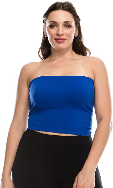 Kurve Womens Plus Size Bandeau Strapless Tube Top Stretchy Seamless