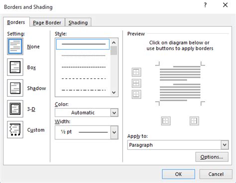 How To Use Paragraph Borders And Shading Microsoft Word 2016