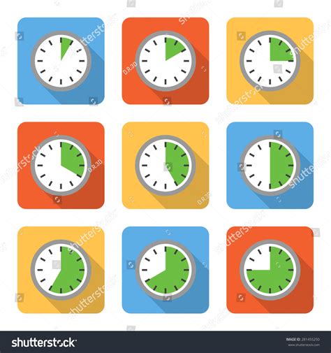 Flat Time Interval Icons Long Shadows Stock Vector 281455250 Shutterstock