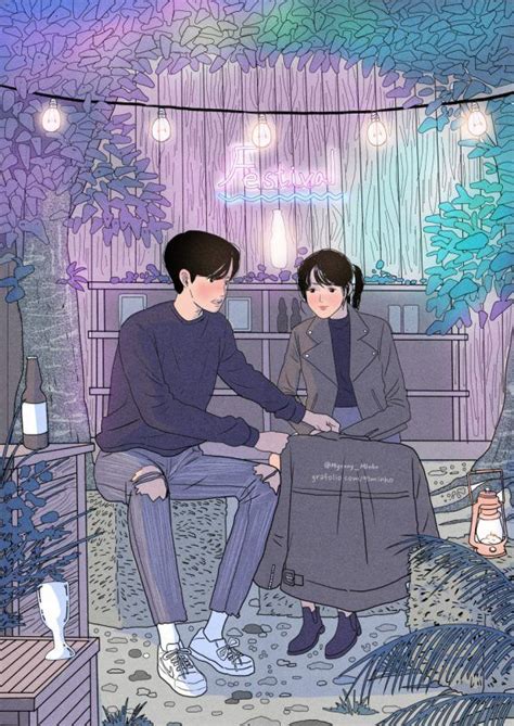 Pin By Ami On Mis Cute Couple Drawings Korean Illustration Korean