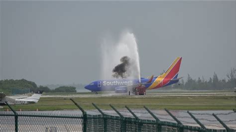 Inaugural Southwest Airlines Flight From Houston Hobby Arriving In Grand Cayman Water Canon