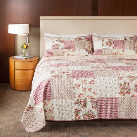 Slpr Country Roses Piece Patchwork Cotton Bedding Quilt Set Queen