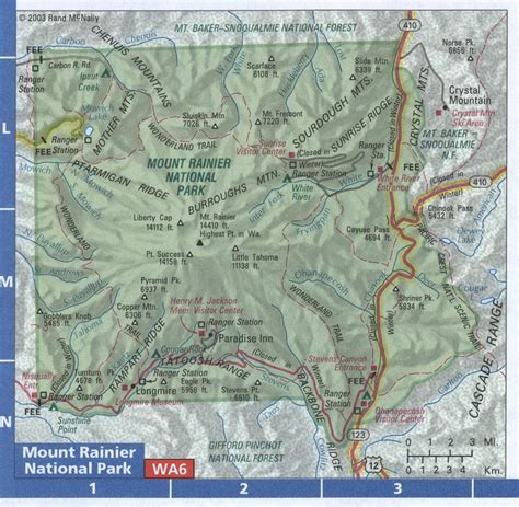 Map Of Mount Rainier National Park In Washingtoninteresting Places