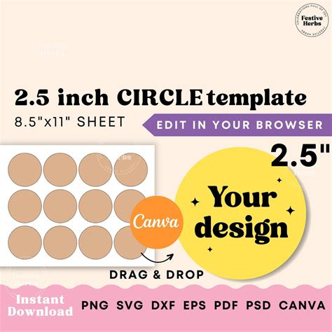 25 Inch Circle Template Circle Svg Circle Label Template Etsy