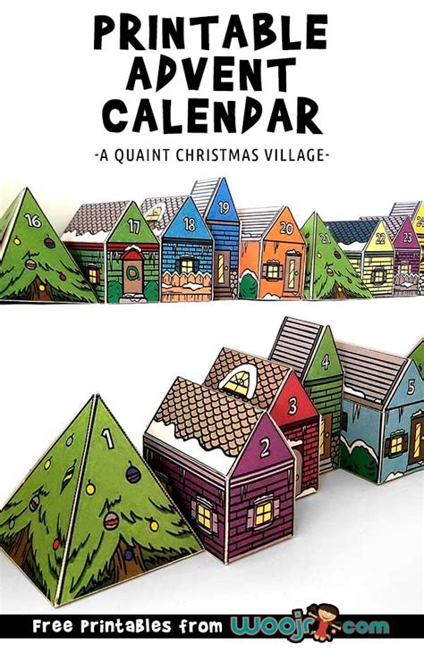 Printable Advent Calendar Days Christmas Village Papercraft Woo