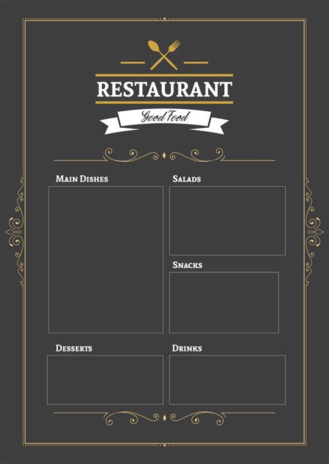 Blank Restaurant Menu Template Free Download Menu Restaurant Design