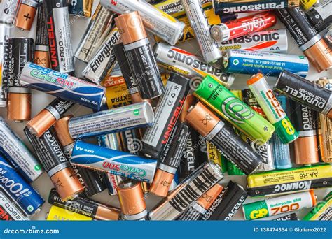 Messy Group Of Used Batteries Editorial Stock Image Image Of Group