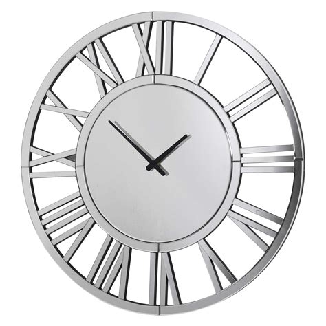 Large Roman Numeral Mirrored Wall Clock Mihomeuk