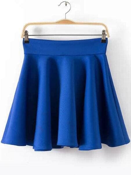 Blue High Waist Pleated Skirt Sheinsheinside