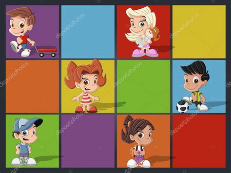 Cute Happy Cartoon Kids Playing — Stock Vector © Deniscristo 22517375
