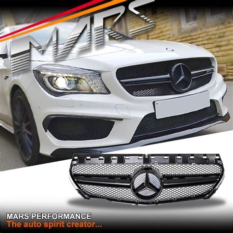 Amg Cla45 Style Gloss Black Front Bumper Bar Grille For Mercedes Benz