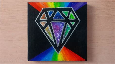 Diamond Rainbow Galaxy Acrylic Painting Using Masking Tape Daily