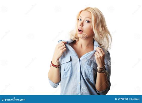 Taking Off Her Shirt Stock Image Image Of Caucasian 79758965