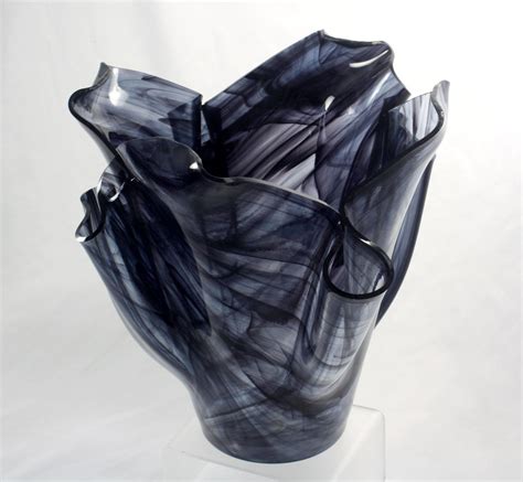 Buy Hand Crafted Wispy Black Fused Glass Vase Made To Order From J M Fusions Llc