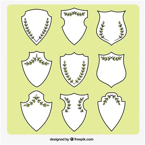 Free Vector Beautiful Heraldic Shields With Detail Leaves