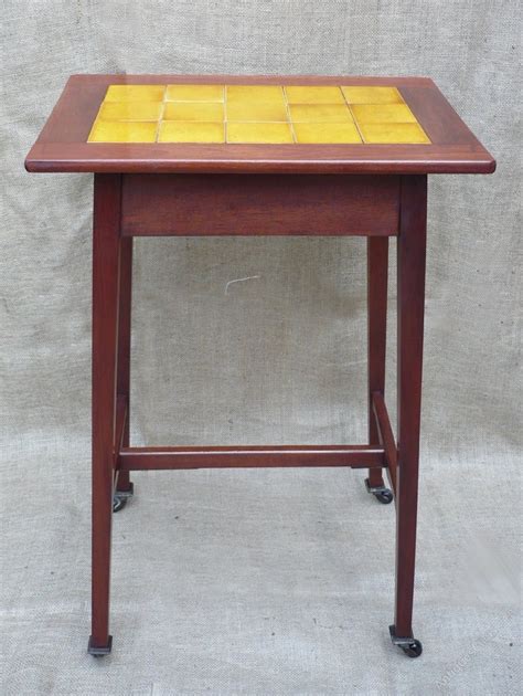 Arts And Crafts Tiled Top Table With Drawer Antiques Atlas
