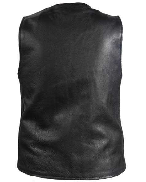 Mens Classic Cowhide Concealed Carry Motorcycle Leather Vest MLSV11