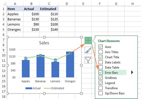 A new window will appear where you can choose to format the error bars with the following options: Error bars in Excel: standard and custom