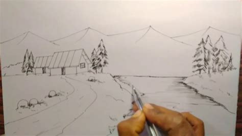 How To Draw A Country Landscape For Kids Youtube