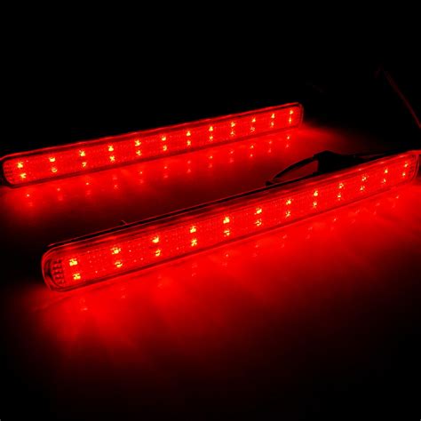 2x Fit Acura TSX 2009 2014 Red LED Rear Bumper Reflector Tail Brake