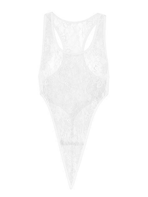 Women S Bodysuit Sexy See Through Catsuit Floral Lace Zipper Leotard Nightwear Ebay