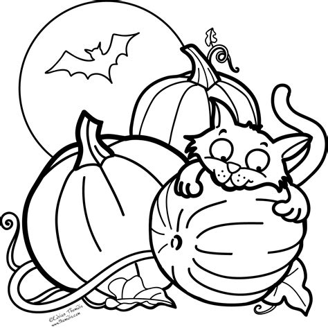 It can be colored and gifted to an elderly person at the nursing home, grandparents, or friends. A picture paints a thousand words: Pumpkin, Cat and a Bat ...