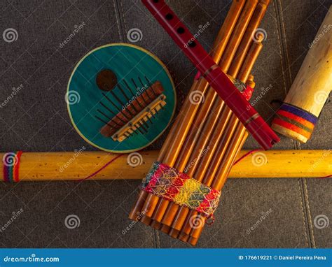 View From Above Of Handmade Instruments In Peru Concept Of Traditional