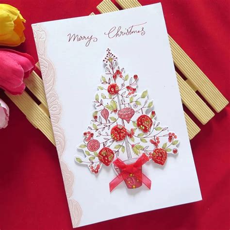 8 Pcs Creative Handmade Cloth Merry Christmas High Quality Cards Laser