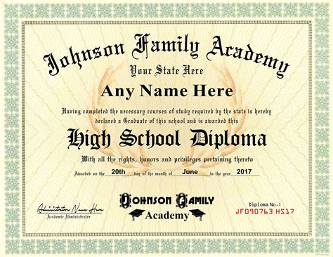Buy Home School Student High School Diploma Personalized With Your