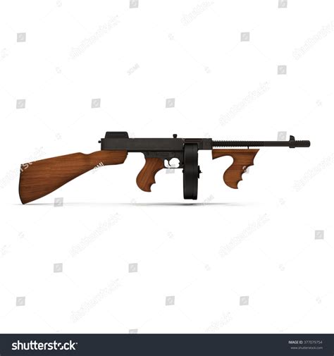 Old Gangsters Tommy Gun Isolated On Stock Illustration 377079754