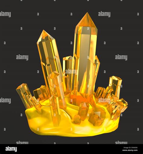 Golden Crystals Isolated On White Stock Photo Alamy