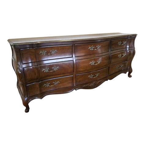 Have a question about french provincial button tufted 4pc king bedroom set antique pearl white?our professional product specialists are ready and available to help answer your questions quickly. French Provincial Fruitwood 9 drawer Bedroom Dresser By ...