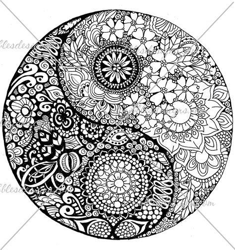 You don't necessarily have to make the swirls black and white; Scribbles Designs: #A 50 Flower Ying Yang 1 ($5.00)