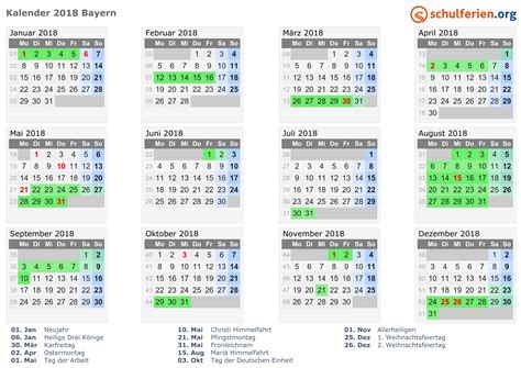 Kalender 201820192020 Bayern