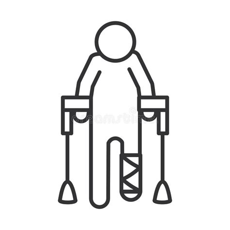 Medical Crutches Equipment World Disability Day Linear Icon Design