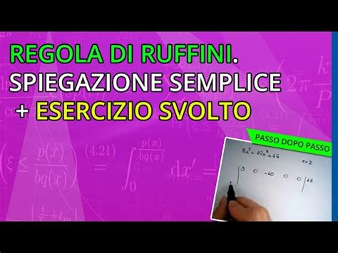 Te explicamos la regla de ruffini con teoría y ejemplos en yo soy tu profe. Regola di Ruffini. Spiegazione semplice e esercizio svolto ...