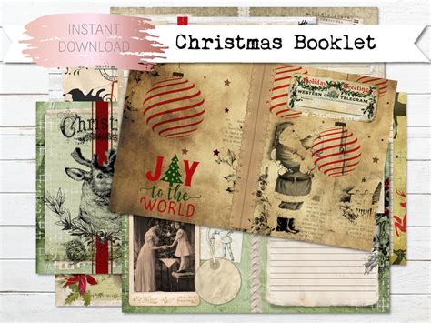 Printable Vintage Christmas Junk Journal Printable Christmas Booklet