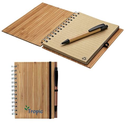 Custom Bamboo Notebook And Pen FastLanyard Co Uk SKU 611