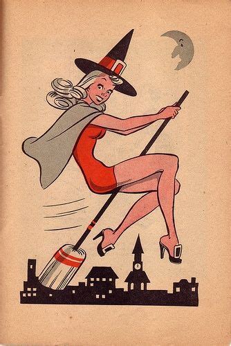 Vintage Halloween Pinup Witch On A Broom Halloween Costume Idea