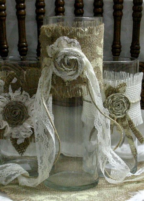 Burlap Wedding Centerpiece Wrap Victorian Country By Bannerbanquet 10