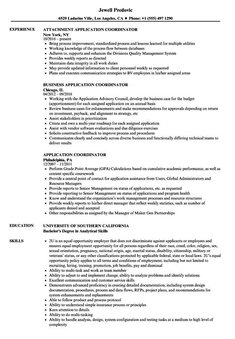 application coordinator resume samples velvet jobs